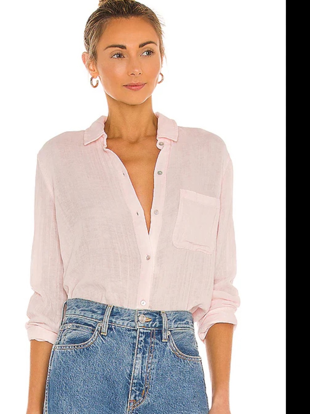 Rails Ellis Gauze Lightweight Button-Down Top in Petal size S